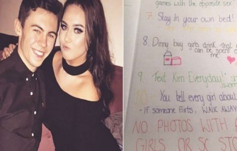 Lista cu reguli primita de un barbat de la iubita inainte de vacanta