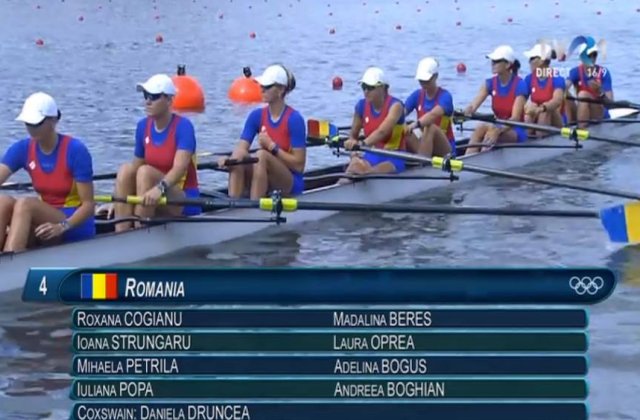 Rio 2016: Echipajul feminin de 8+1 al Romaniei s-a calificat in finala, la canotaj
