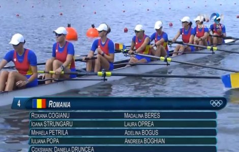 Rio 2016: Echipajul feminin de 8+1 al Romaniei s-a calificat in finala, la canotaj