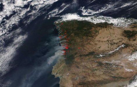 Cum arata incendiile din Portugalia vazute din spatiu