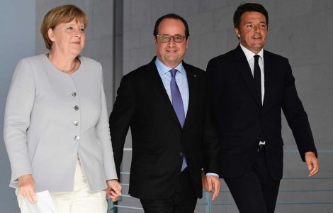 Angela Merkel, Francois Hollande si Matteo Renzi participa la un mini-summit pentru relansarea UE