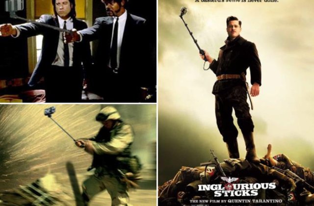 Armele au fost inlocuite cu selfie stick-uri in cele mai cunoscute filme. A rezultat o galerie haioasa