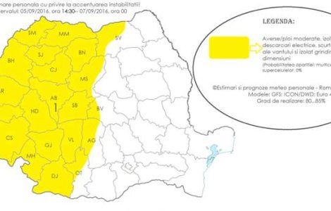 Informare meteo de ploi, pentru jumatate de tara, pana marti dimineata