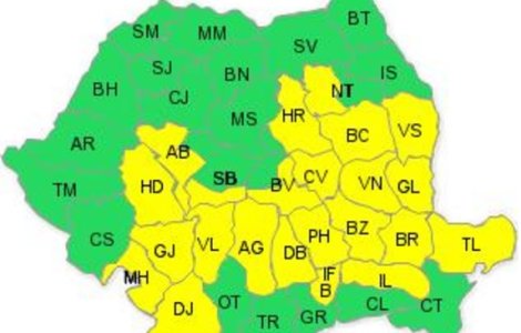 Cod galben de ploi in Bucuresti si 23 de judete