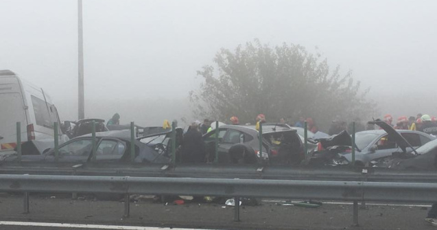  Update  Accident in lant pe Autostrada A2: 15 masini s-au ciocnit