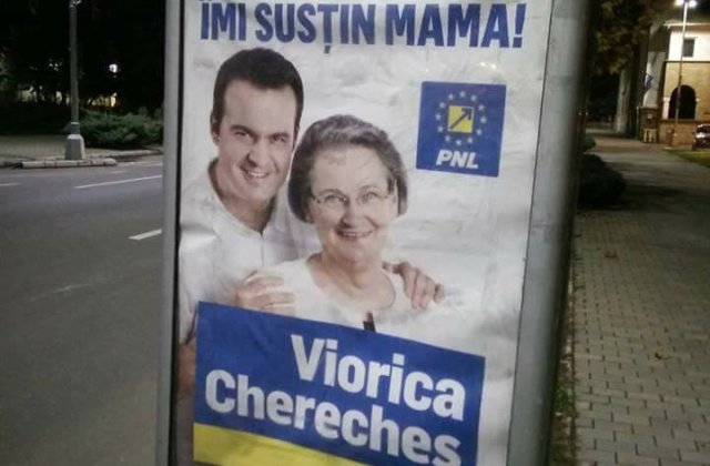 Politica se face in familie. Catalin Chereches apare pe afise impreuna cu mama sa