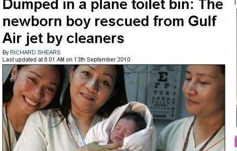 Nou-nascut, abandonat in toaleta unui avion