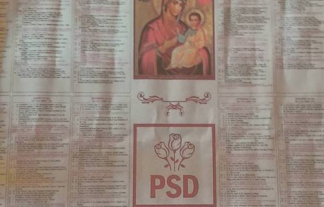 Maica Domnului si PSD, impreuna in materialele electorale PSD