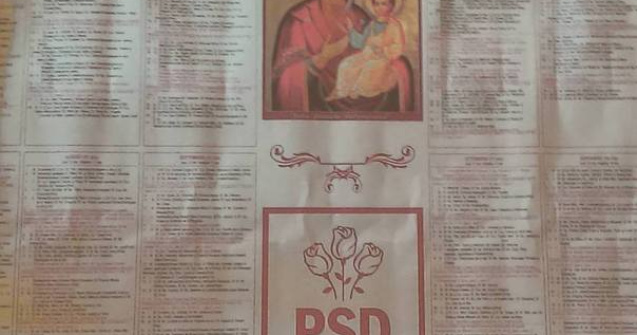Maica Domnului si PSD, impreuna in materialele electorale PSD