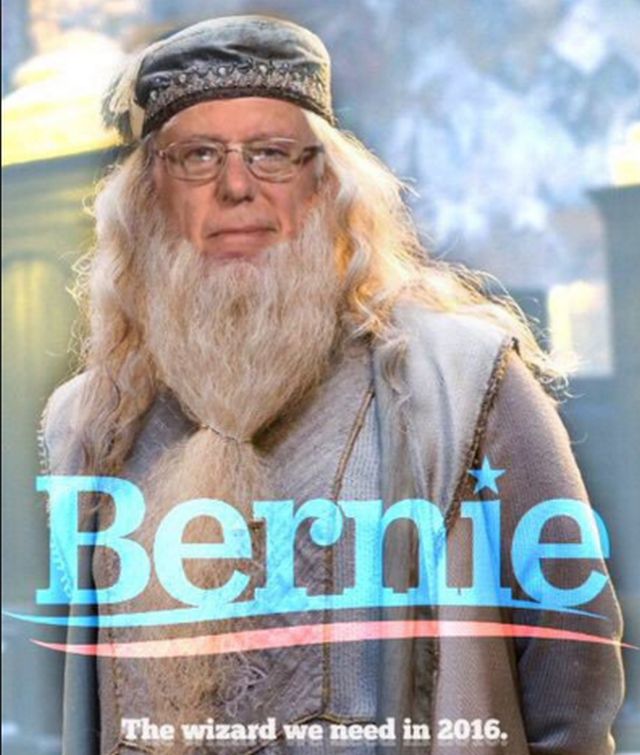 Bernie Sanders - directorul si profesorul Dumbledore