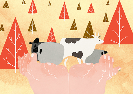 5. Doua vaci, trei oi si doi miei