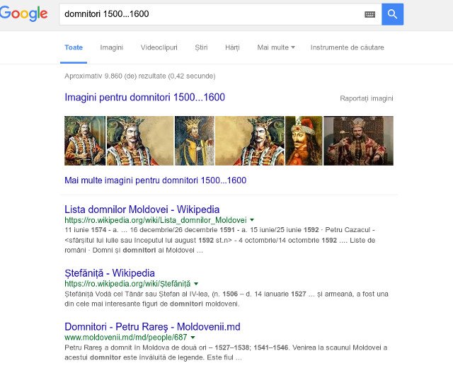 Foloseste "..." pentru a cauta intr-un anumit interval de timp