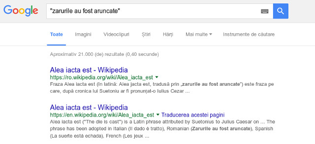 Cautati o expresie exacta folosind ghilimelele