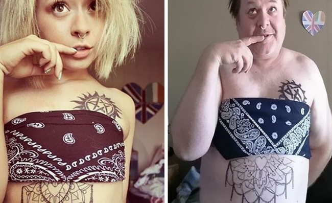 Un tata care isi imita fiica in pozele pe care aceasta le posteaza pe retelele de socializare