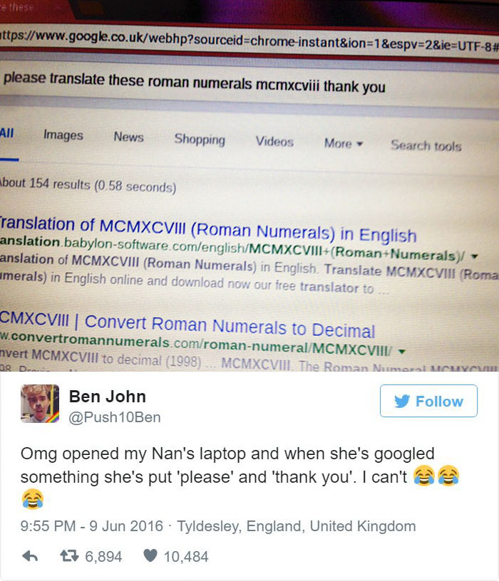 O bunica a tastat, pe Google, o rugaminte insotita de cuvintele "Te rog" si "Multumesc"