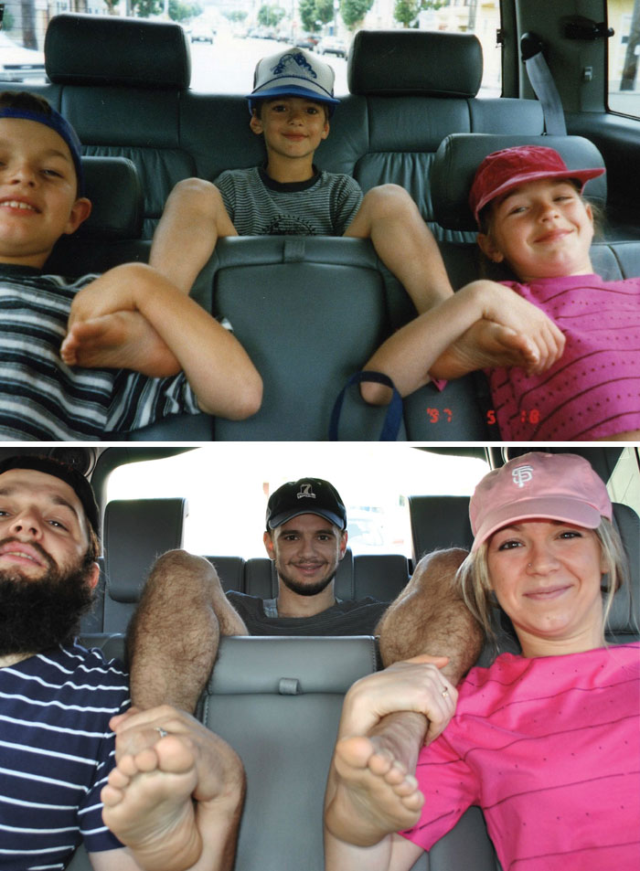 Cadoul unor frati pentru parinti: imagini din copilarie refacute la maturitate