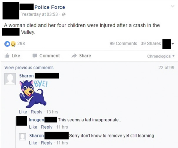 Raspunsul unei femei, dupa ce politia a anuntat pe Facebook un accident cu victime