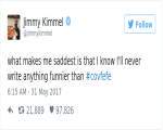 Comediantul Jimmy Kimmel, intristat de faptul ca nu va putea nascoci niciodata un cuvant la fel de amuzant precum "covfefe"