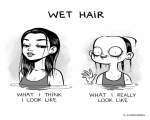 Cum ai vrea sa arati cu parul ud vs. cum arati, de fapt