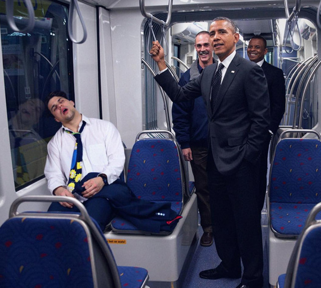 La metrou, cu fostul presedinte SUA