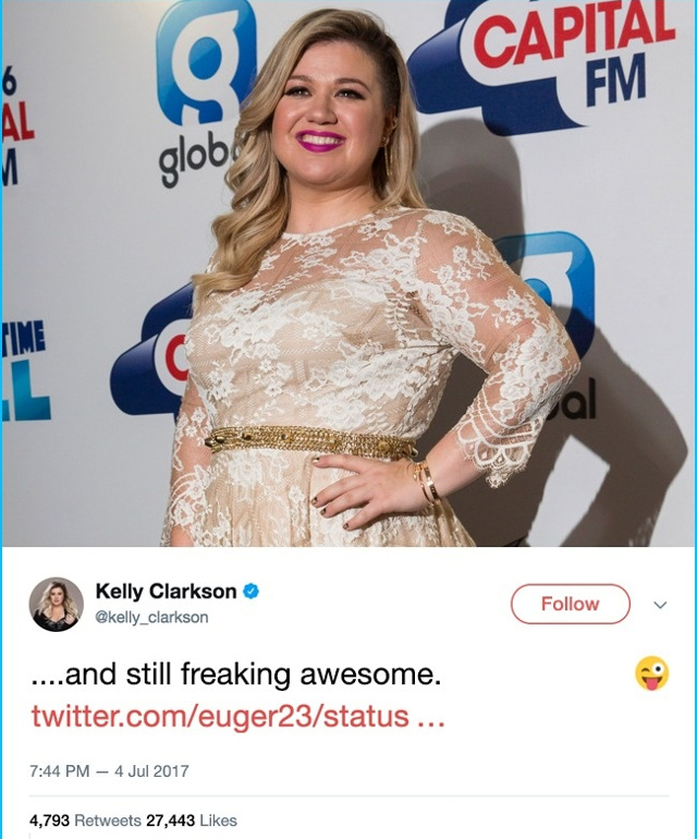 Raspunsul lui Kelly Clarkson pentru care i-au spus ca e "grasa"