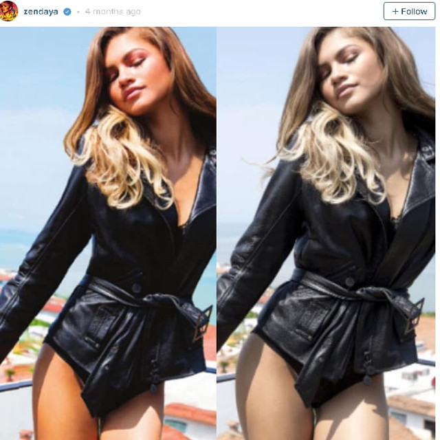 Modelul Zendaya, inainte si dupa Photoshop