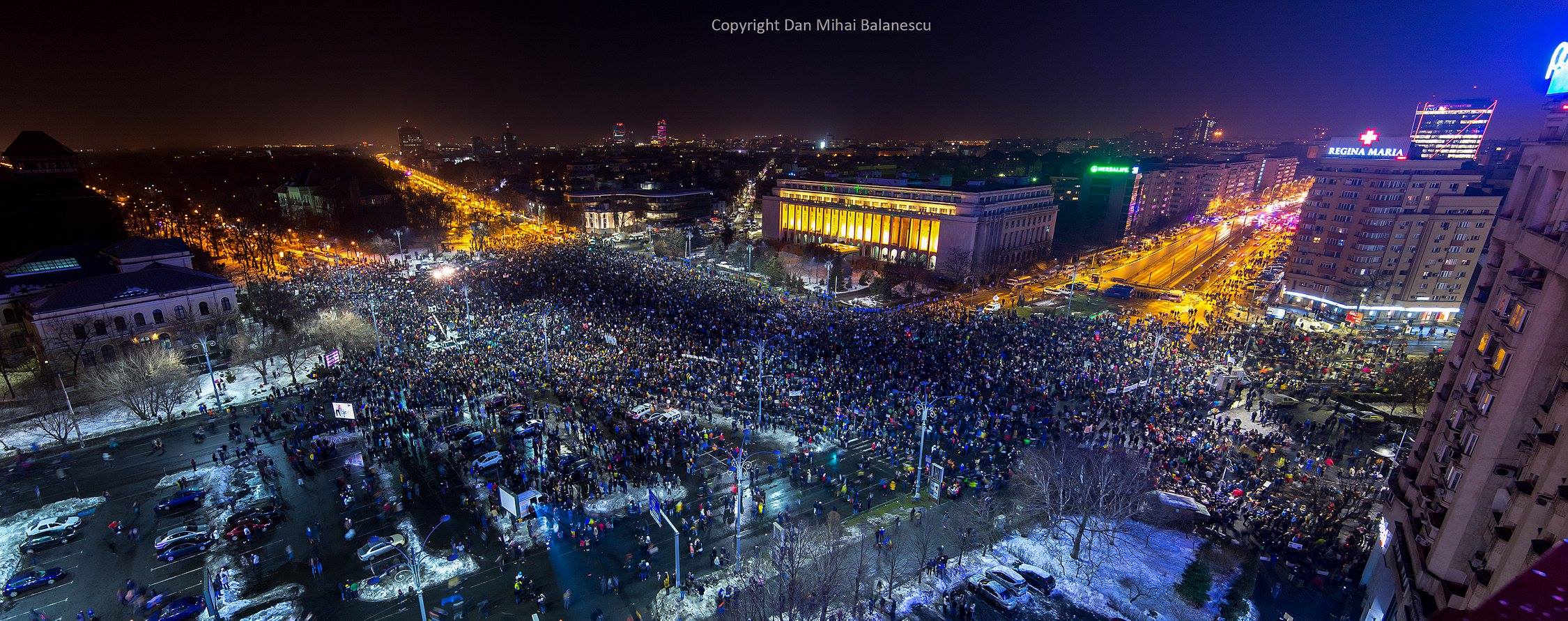 In 3 februarie, aproape 100.000 de romani au protestat in Piata Victoriei
