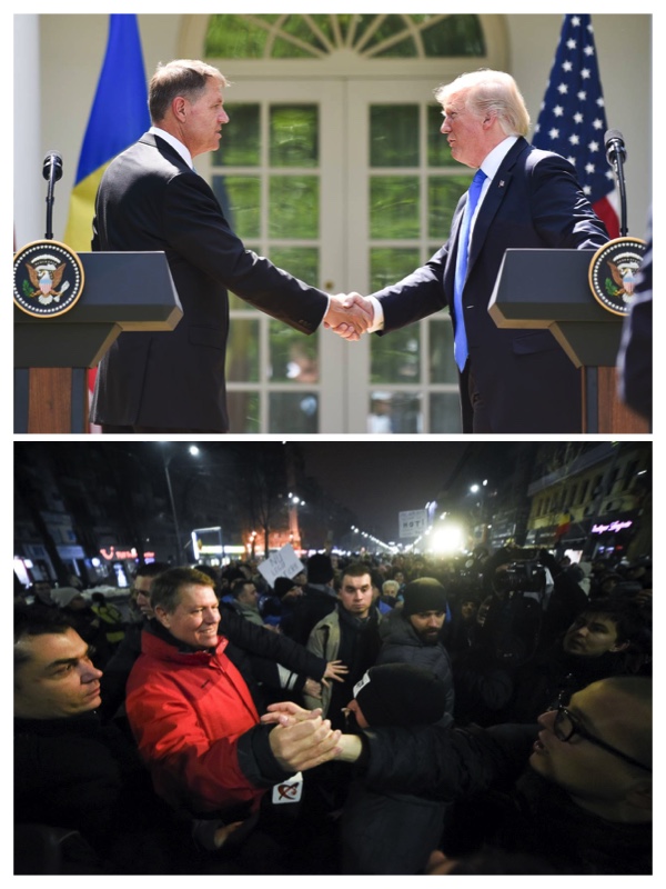 Premiere pentru Klaus Iohannis: a mers la Casa Alba si a fost in mijlocul protestatarilor