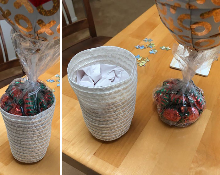 Recipient "plin" cu bomboane