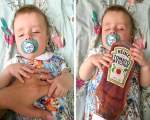 O mama a "inlocuit" mama ei cu o sticla de ketchup, pentru a nu-si trezi copilul