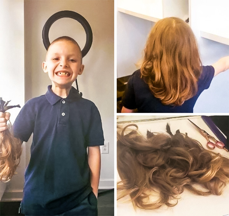 Un baietel si-a lasat parul sa creasca timp de patru ani, pentru a-l dona persoanelor care au cancer