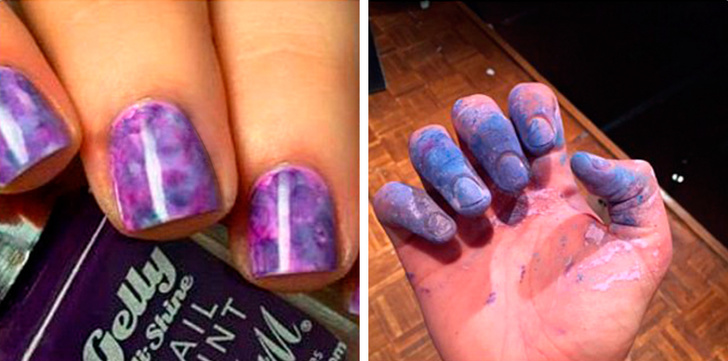 Incearca sa isi faca manichiura dupa modele de pe internet