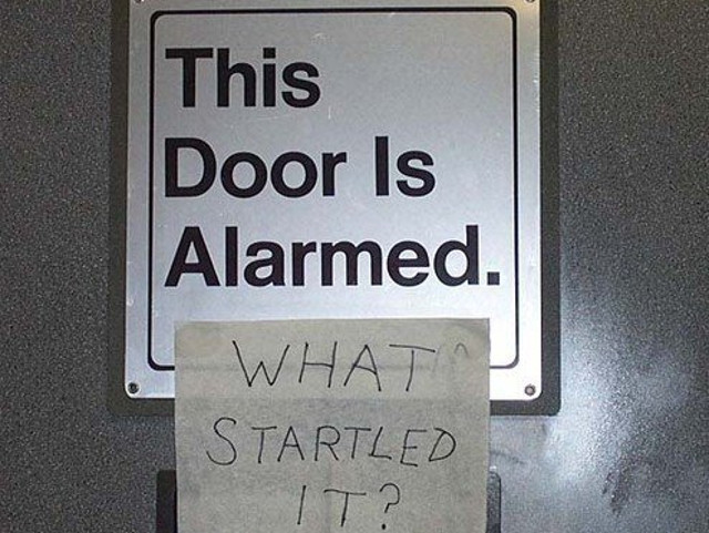 "Aceasta usa este alarmata". Reactie: "Ce a speriat-o?"