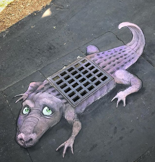 Un crocodil in plina strada