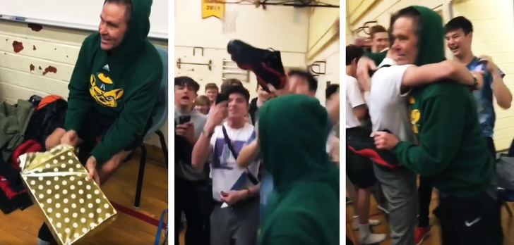 Un profesor de sport primeste o pereche noua de adisasi de la studentii lui