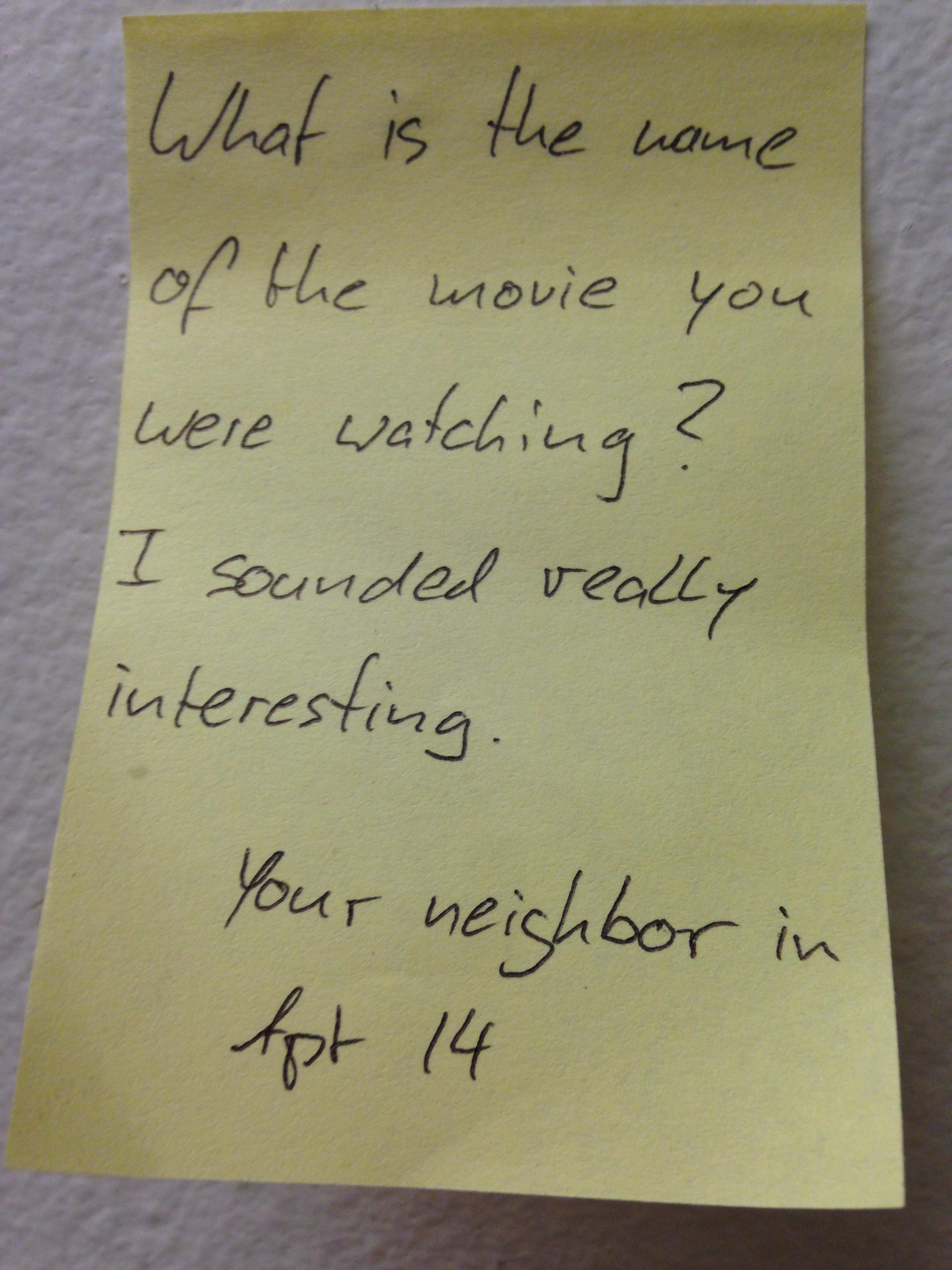 "Cum se numea filmul pe care l-ai urmarit? Suna interesant"