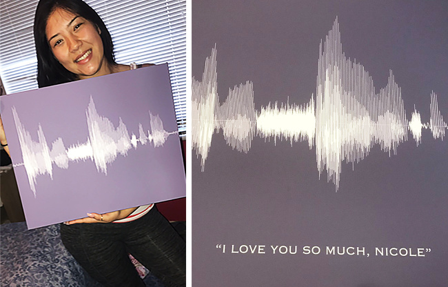 Un barbat a printat un tablou cu sunetul vocii sale cand ii spune iubitei "Te iubesc"
