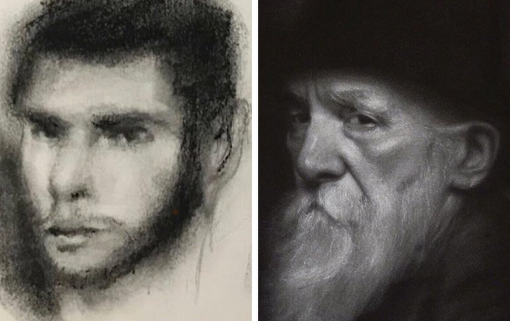 Progresul unui tanar artist, din anul 2016 (in stanga) pana in 2018 (in dreapta)