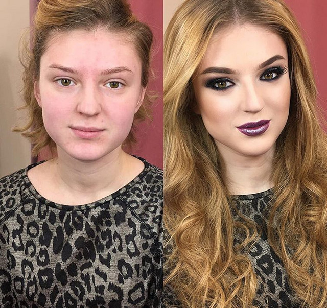 Un machiaj care transforma modelul aproape complet