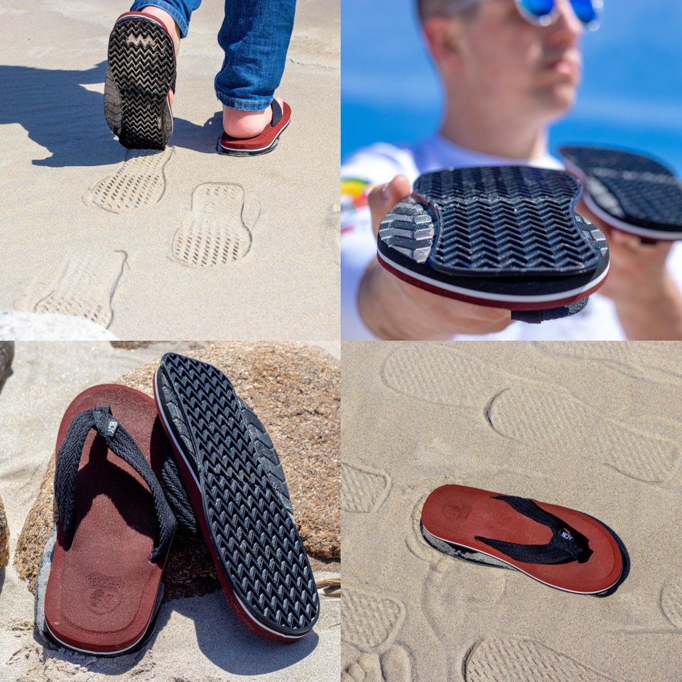 Cineva a inventat papucii cu care poti merge pe nisip fara ca acesta sa se lipeasca de piele