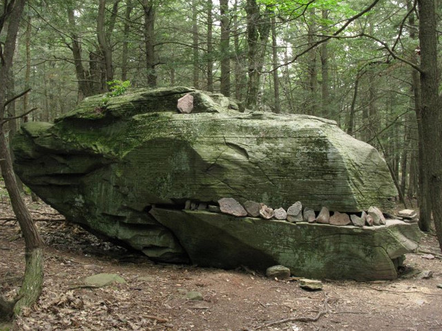 Un dinozaur realizat din pietre