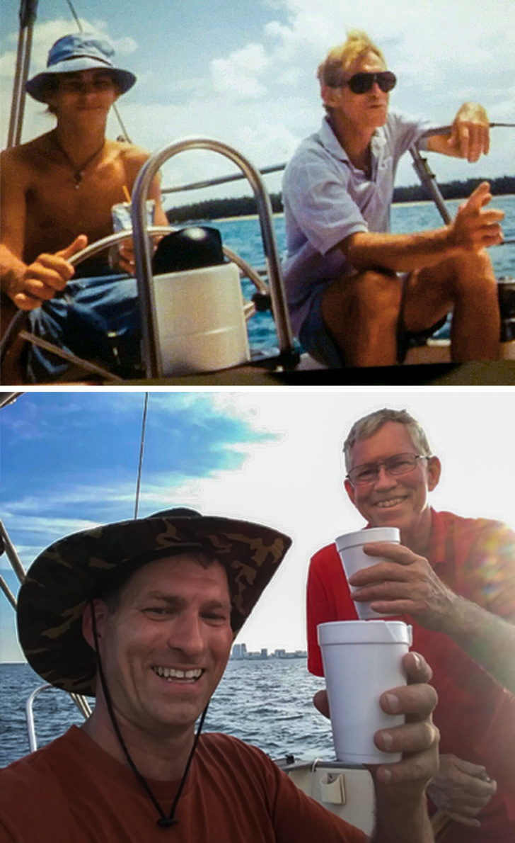 "Eu si cu tata pe barca, acum 27 de ani si in prezent"