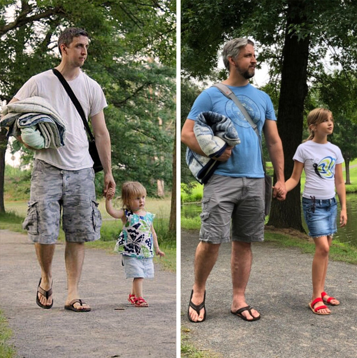 Tatal si fiica, acum 8 ani si in prezent