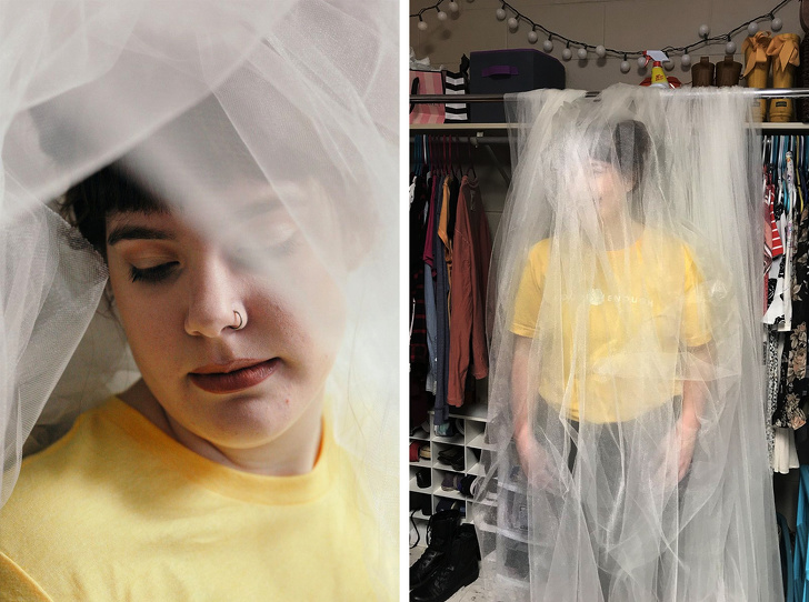 O perdea de tulle, un sifonier si... fotograful potrivit