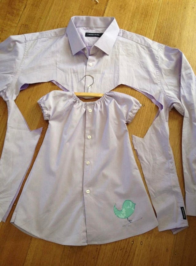 Poti face haine pentru copii din camasile vechi