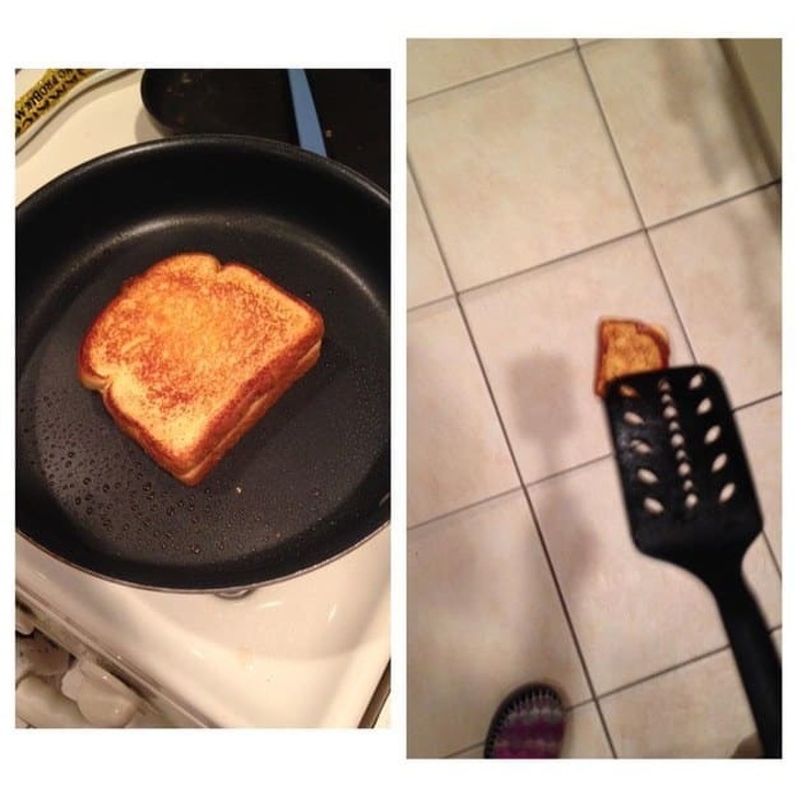 A facut sandvisul perfect, dar... l-a scapat pe jos