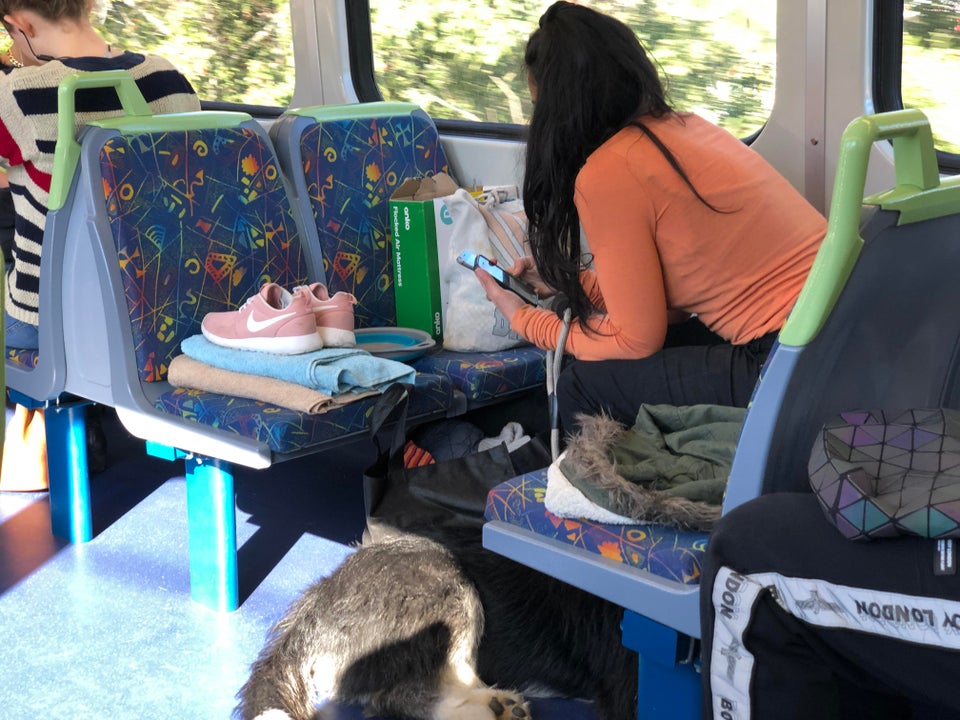 O femeie care se simte confortabil in tren: ca acasa