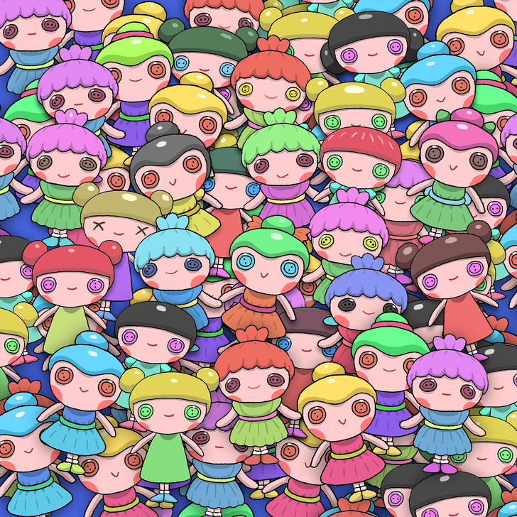 Găsește păpușa cu ochi diferiți