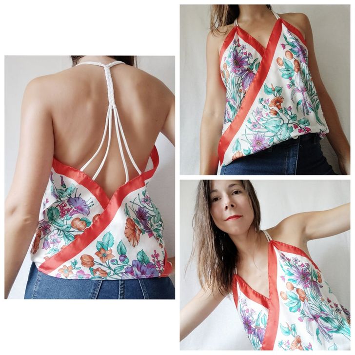 „Și-a făcut bluză din eșarfe vechi”