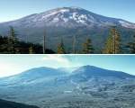 Muntele Sf. Elena cu o zi înainte de erupția din 1980 și după erupție
